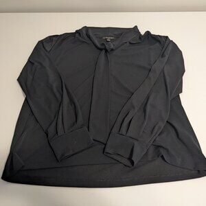 Banana Republic Crepe Tie-Front Top, Black, Large